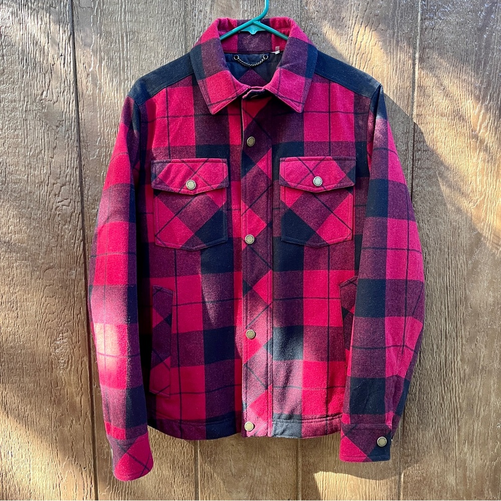 Pendleton Wool Red & Black Buffalo Check Plaid Jacket Coat Size Small